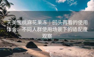 天美蜜桃麻花果冻｜回头再看的使用体会：不同人群使用场景下的适配度观察