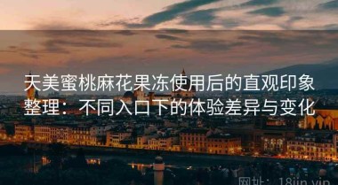 天美蜜桃麻花果冻使用后的直观印象整理：不同入口下的体验差异与变化