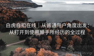 白虎自扣在线｜从普通用户角度出发：从打开到使用顺手所经历的全过程