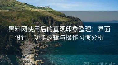 黑料网使用后的直观印象整理：界面设计、功能逻辑与操作习惯分析