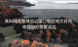黑料网完整体验记录：哪些地方好用，哪些地方需要适应