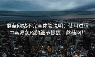 蘑菇网站不完全体验说明：使用过程中容易忽略的细节提醒，蘑菇网片