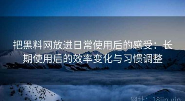 把黑料网放进日常使用后的感受：长期使用后的效率变化与习惯调整