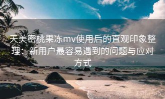 天美密桃果冻mv使用后的直观印象整理：新用户最容易遇到的问题与应对方式