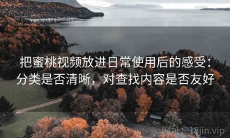 把蜜桃视频放进日常使用后的感受：分类是否清晰，对查找内容是否友好