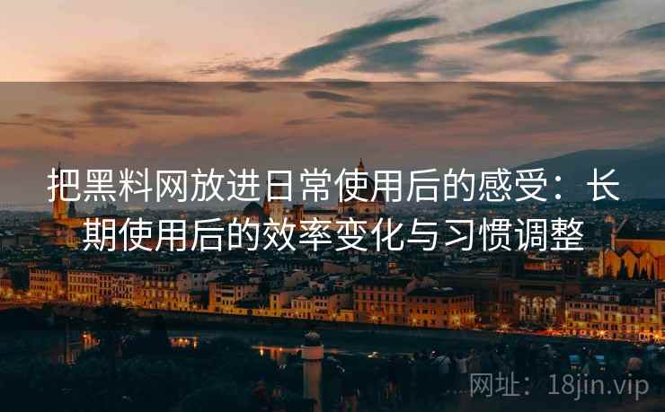把黑料网放进日常使用后的感受：长期使用后的效率变化与习惯调整